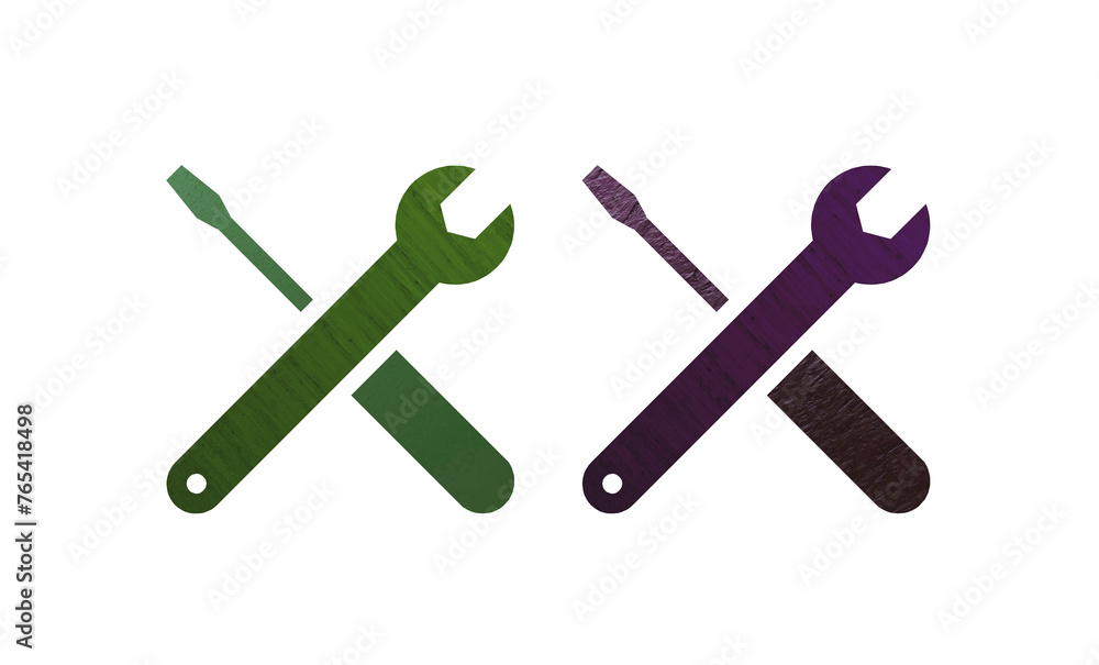 Tools icon symbol purple and green with texture Tools icon symbol purple and green with texture