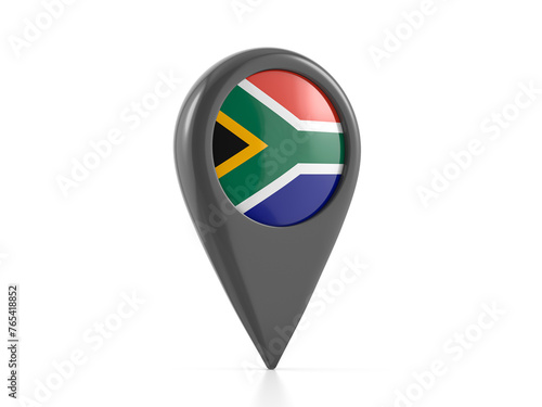 Map marker with South Africa flag