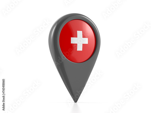 Map marker with Switzerland flag