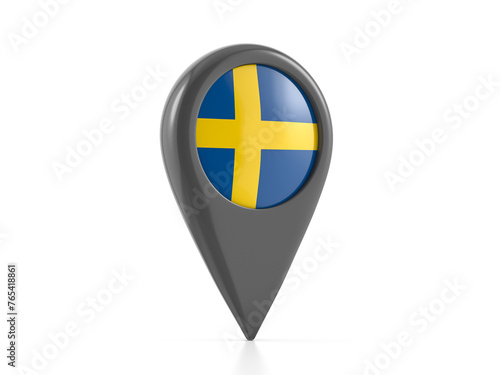 Map marker with Sweden flag