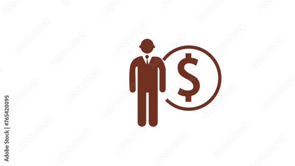 2D Animated corporate man icon with a green tie with a dollar sign, Banking and investing concept, Financial business technology freedom dream life using internet freedom life 2D Animated corporate man icon with a green tie with a dollar sign, Banking and investing concept, Financial business technology freedom dream life using internet freedom life