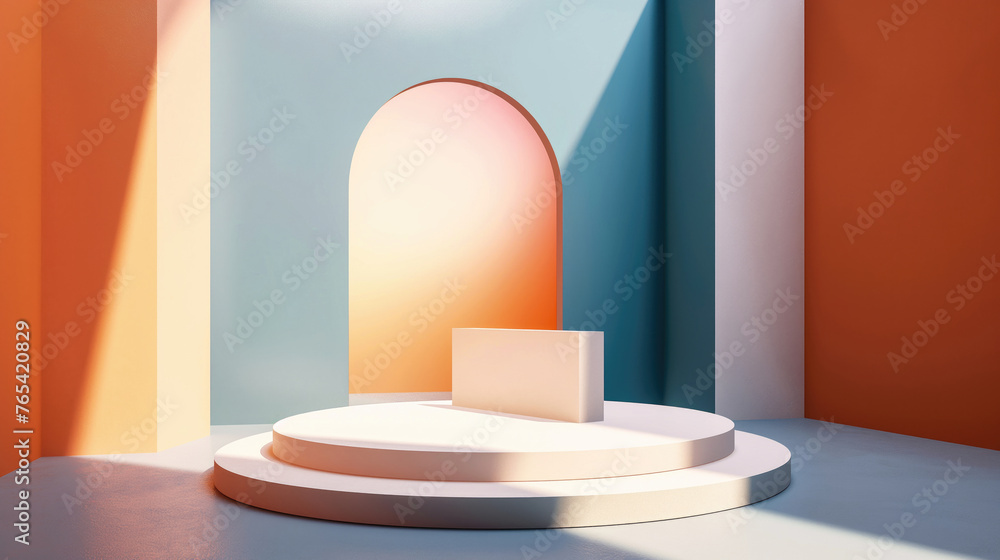 Attractive advertising background for presentation design, magazine covers, corporate identity, objects, products, people. A composition of geometric shapes filled with warm lighting. Attractive advertising background for presentation design, magazine covers, corporate identity, objects, products, people. A composition of geometric shapes filled with warm lighting.