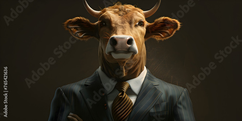 A cow with a tie on its head and a shirt with a tie. Bullman Images photo