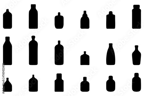 Drink bottle silhouette vector set