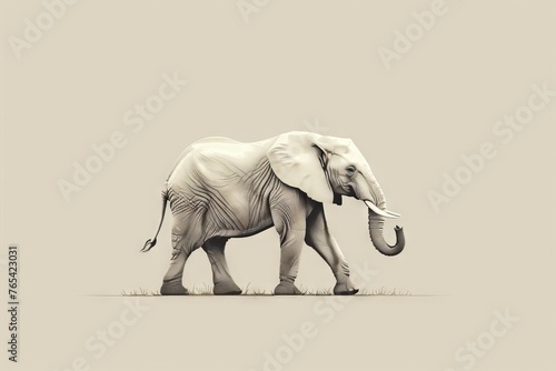 Artistic elephant with intricate textures on body. A beautifully textured elephant walks elegantly in this artistic portrayal  with a world map subtly layered over its body suggesting a global theme