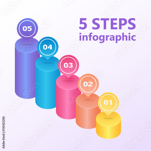 Growth staircase of 5 steps. 3 D. Vector illustration.