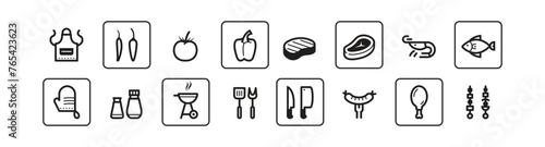 Barbecue and Grill icons with...