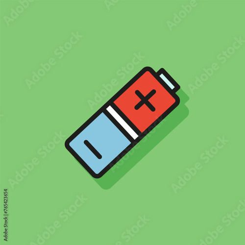 Line icon of battery. Electronic device, lithium battery, alkaline accumulator. Power concept. Can be used for topics like technology, electronics, energy