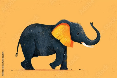 Artistic elephant with intricate textures on body. A beautifully textured elephant walks elegantly in this artistic portrayal  with a world map subtly layered over its body suggesting a global theme