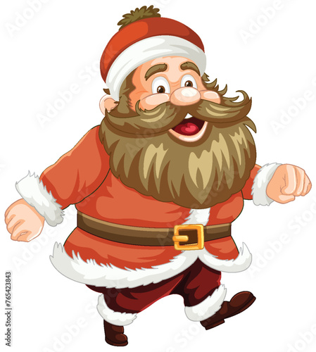 Cartoon Santa Claus walking with a happy smile