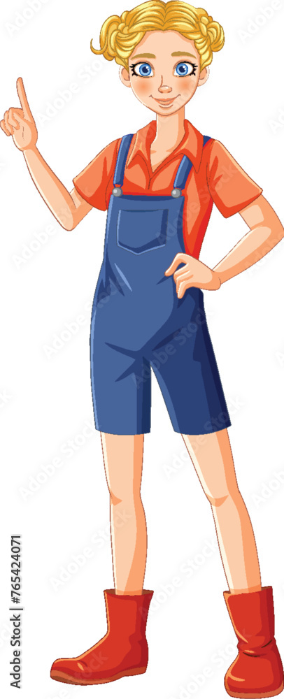 Illustration of a worker gesturing upwards confidently Illustration of a worker gesturing upwards confidently