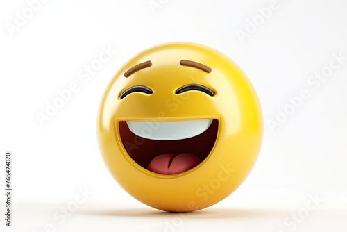 3D Vector 3D Emoji Happy Face Isolated On White