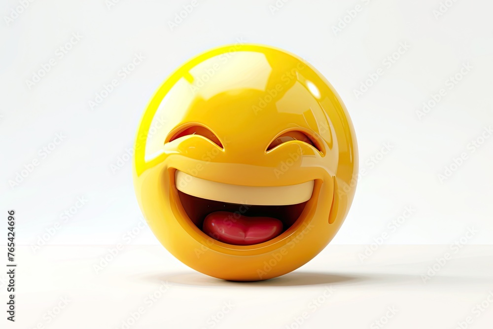 Fototapeta premium 3D Vector 3D Emoji Laughing Or Happy Isolated On White