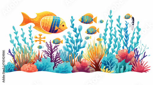 An underwater world teeming with colorful fish 