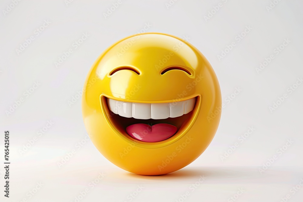 Fototapeta premium 3D Vector 3D Emoji Laughing Or Happy Isolated On White