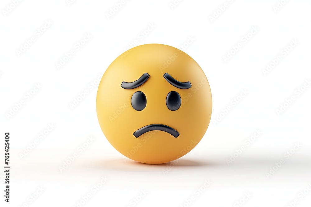Vector 3D Emoji Sad Isolated On White Vector 3D Emoji Sad Isolated On White