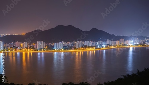 Night in Vung Tau city and coast, Vietnam. Vung Tau is a famous coastal city in the South of Vietnam. Travel concept
