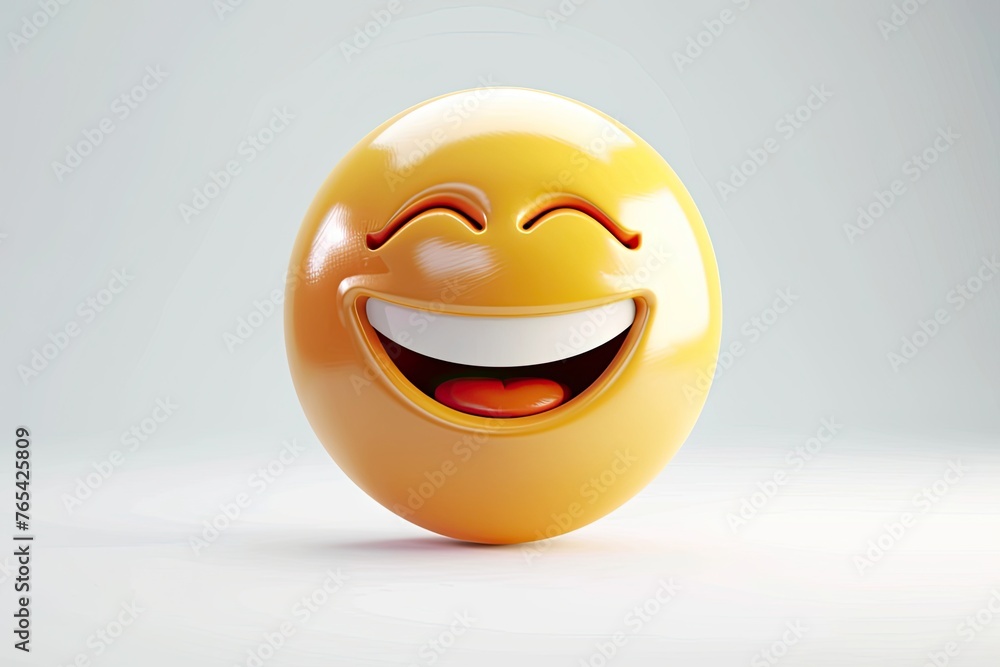 Fototapeta premium D Vector 3D Emoji Smile Isolated On White