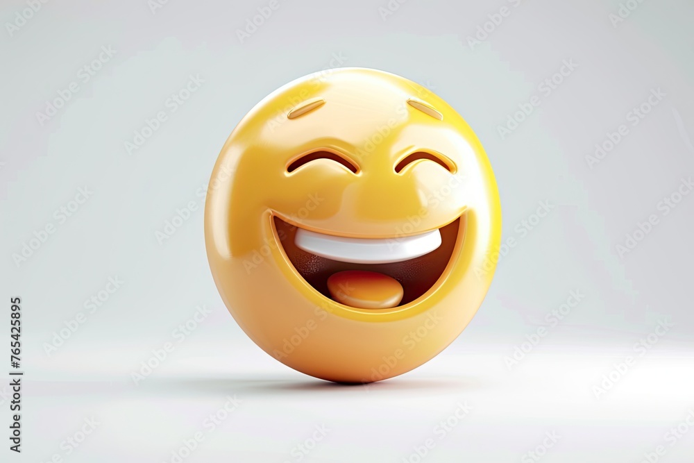 Fototapeta premium D Vector 3D Emoji Smile Isolated On White