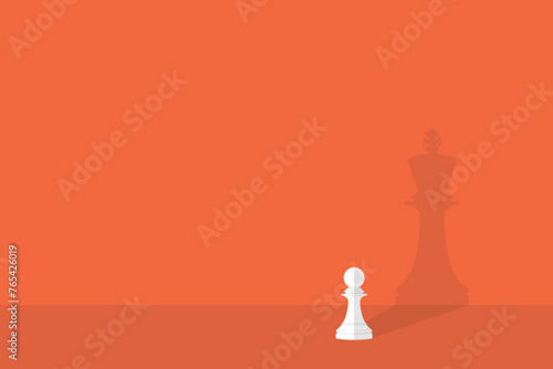 Dream big. Vector chess pawn with shadow of the king.	