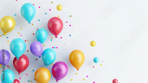 Colorful balloons isolated on white background for birthday party celebration and decoration, with pink, yellow, and green hues, illustration for fun and festive occasions