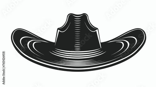 black hat silhouette of a sombrero hat in flat style. photo
