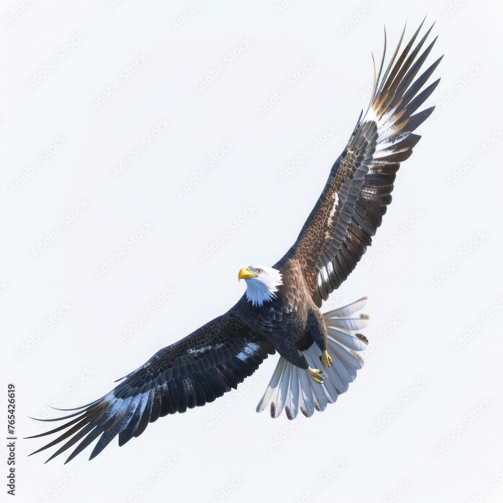 Obraz premium majestic bald eagle soaring through blue sky