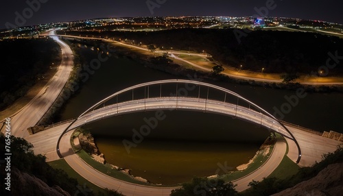 Pennybacker Loop 360 Bridge Night Shot Circle Lights Austin Texas photo