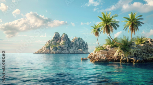 Tropical Beach Paradise  Palm-lined Island Escape