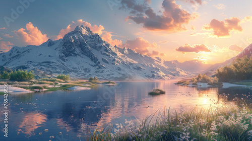 Mountain Lake Sunrise © Jeeraphat