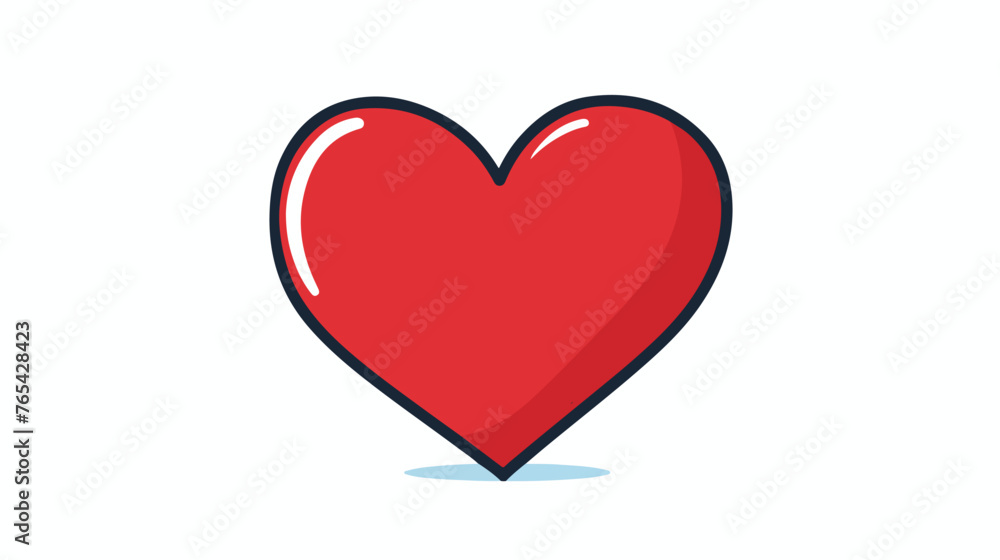 Cute red hand drawn heart symbol flat vector 