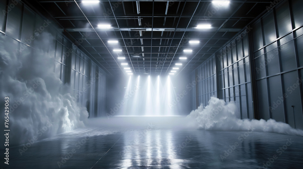 An atmospheric and mysterious image depicting a huge industrial ...
