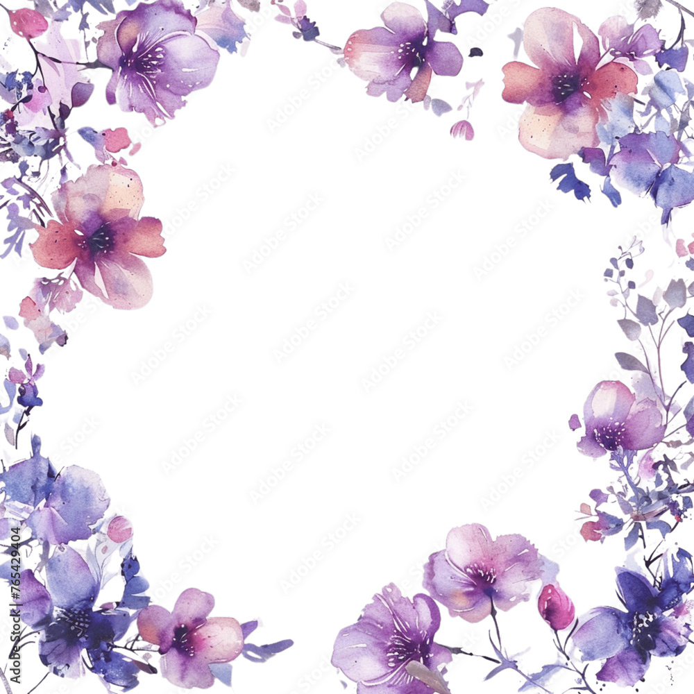 watercolor of small floral frame border - 1
