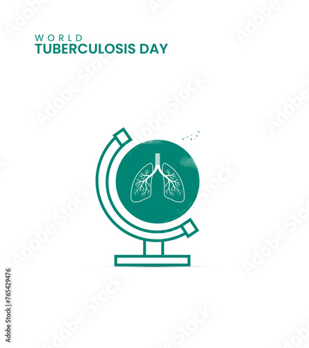 World TB Day, World Tuberculosis day, Globe stand and lungs, design for banner, poster, 3d Illustration