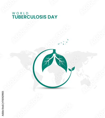 World TB Day, World Tuberculosis day, Leaf and lungs vector illustration.