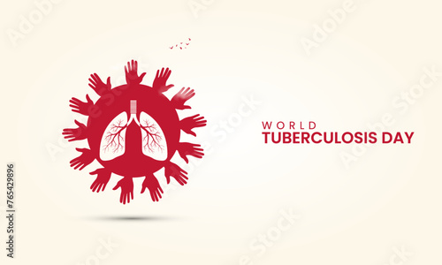 World TB Day, World Tuberculosis day, Human hands and lungs, concept for poster, banner vector illustration