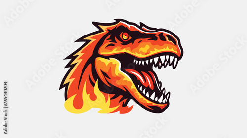 Dinosaur T rex Dino Fire Flames Icon Logo 