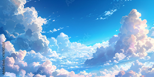 Blue sky, clouds, generative ai