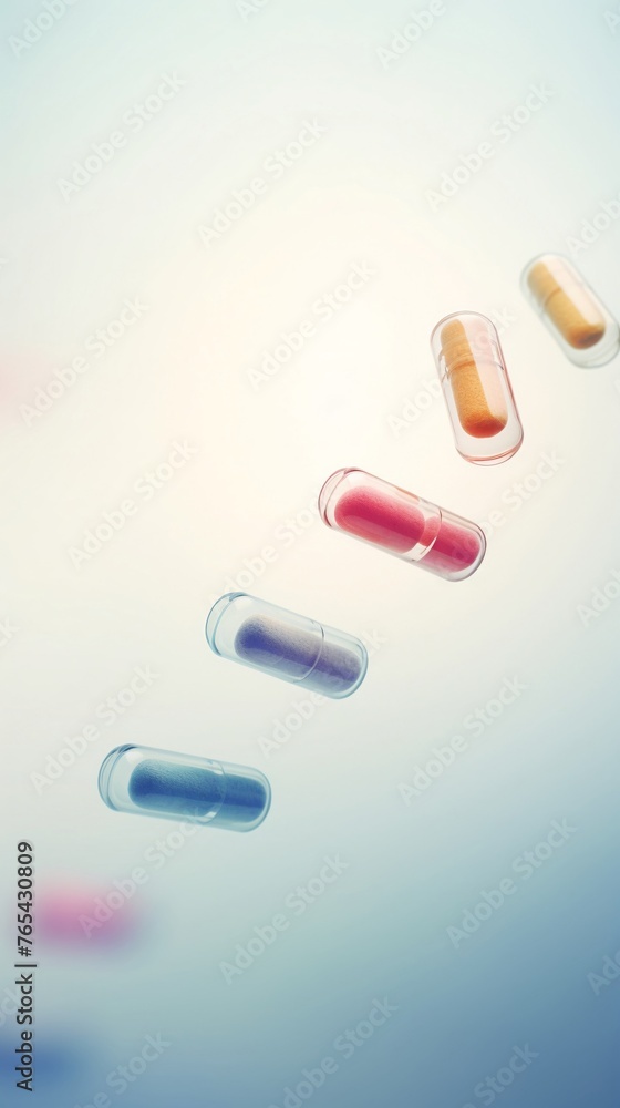 Dynamic pharmaceutical testing, action shot of medication trials, molecular backdrop, ample copy space, photographic style, closeup, isolated background, pastel, watercolor tone Dynamic pharmaceutical testing, action shot of medication trials, molecular backdrop, ample copy space, photographic style, closeup, isolated background, pastel, watercolor tone