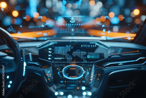3D rendering of autonomous vehicle software technology for selfdriving cars in the future. Concept Autonomous Vehicles, Self-Driving Cars, 3D Rendering, Software Technology, Future Technology photo