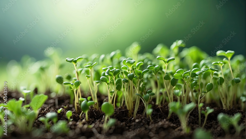 Young green shoots of micro-greenery in close-up Young green shoots of micro-greenery in close-up