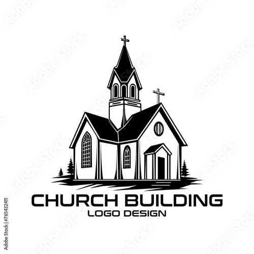 Church Building Vector Logo Design