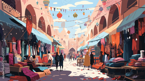 A bustling souk in Marrakech with narrow alleyways
