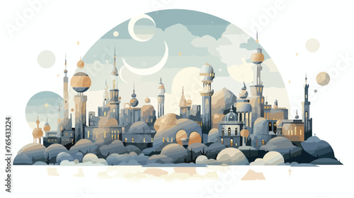 A cityscape on the moon with domed