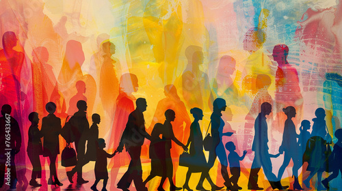 Colorful silhouettes symbolize the richness and diversity of a population concept.