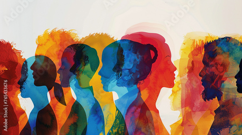 Colorful silhouettes symbolize the richness and diversity of a population concept.