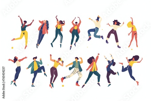 International Dance Day. banner with different dance moves on white background. horizontal banner © Yulia
