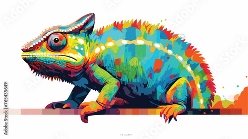  Colorful Chameleon Watercolor Flat vector 