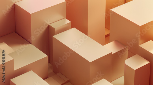 Soft pastel blocks stack in a serene, minimalist architectural form.