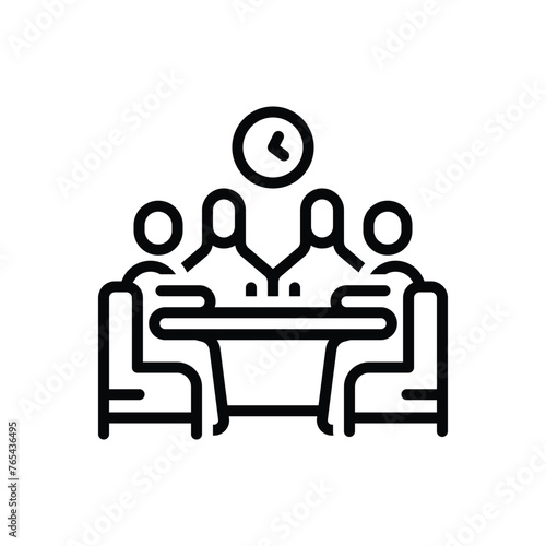 Black line icon for meeting